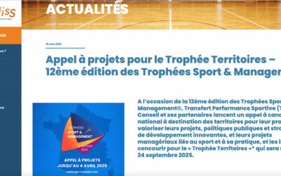 Andiss : Appel à projets pour le Trophée Territoires – 12ème édition des Trophées Sport & Management