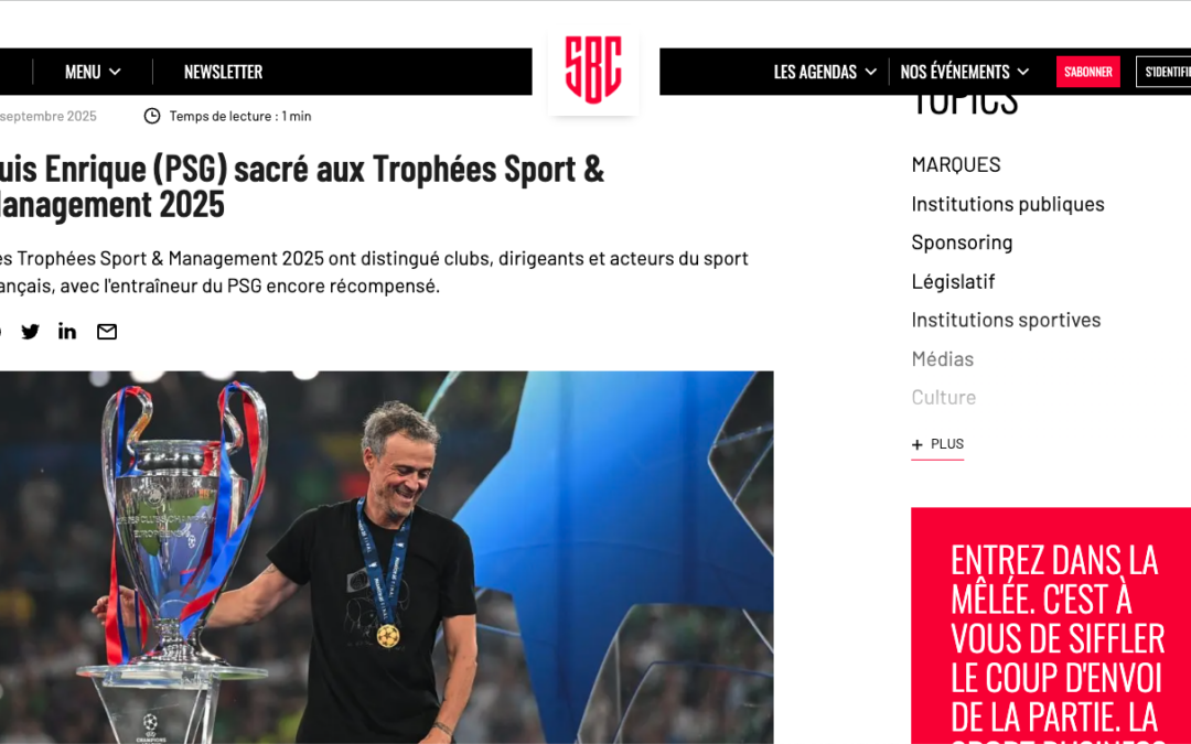 SportBusiness Club : Luis Enrique (PSG) sacré aux Trophées Sport & Management 2025